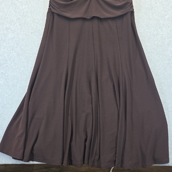 Mesmerize Brown Fit & Flare Midi Dress S NWT 3/4 Sleeve Wrap Style - Picture 9 of 11